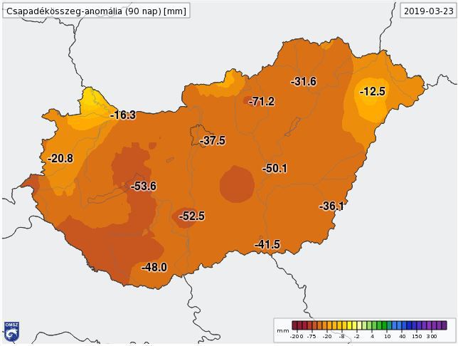 90-day precipitation anomalies (2019)